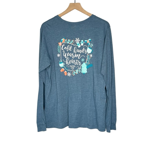 Alpha Phi Ohio Cold Hands Warm Hearts Bella & Canvas long sleeve tee size XL - Picture 1 of 5